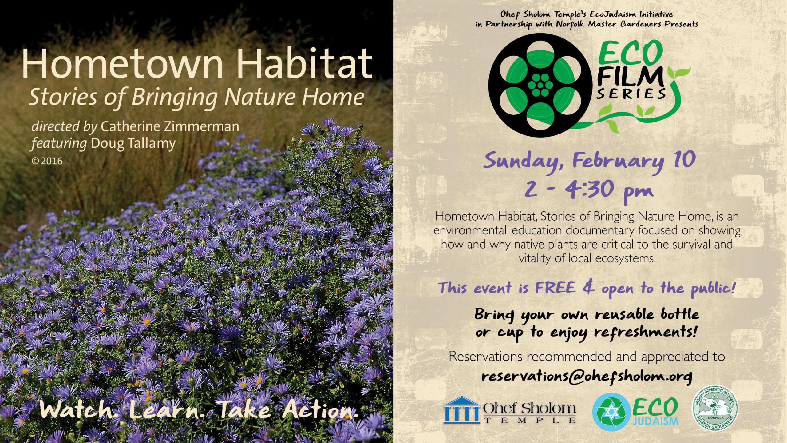 EcoJudaism Film Series Flyer: Hometown Habitat