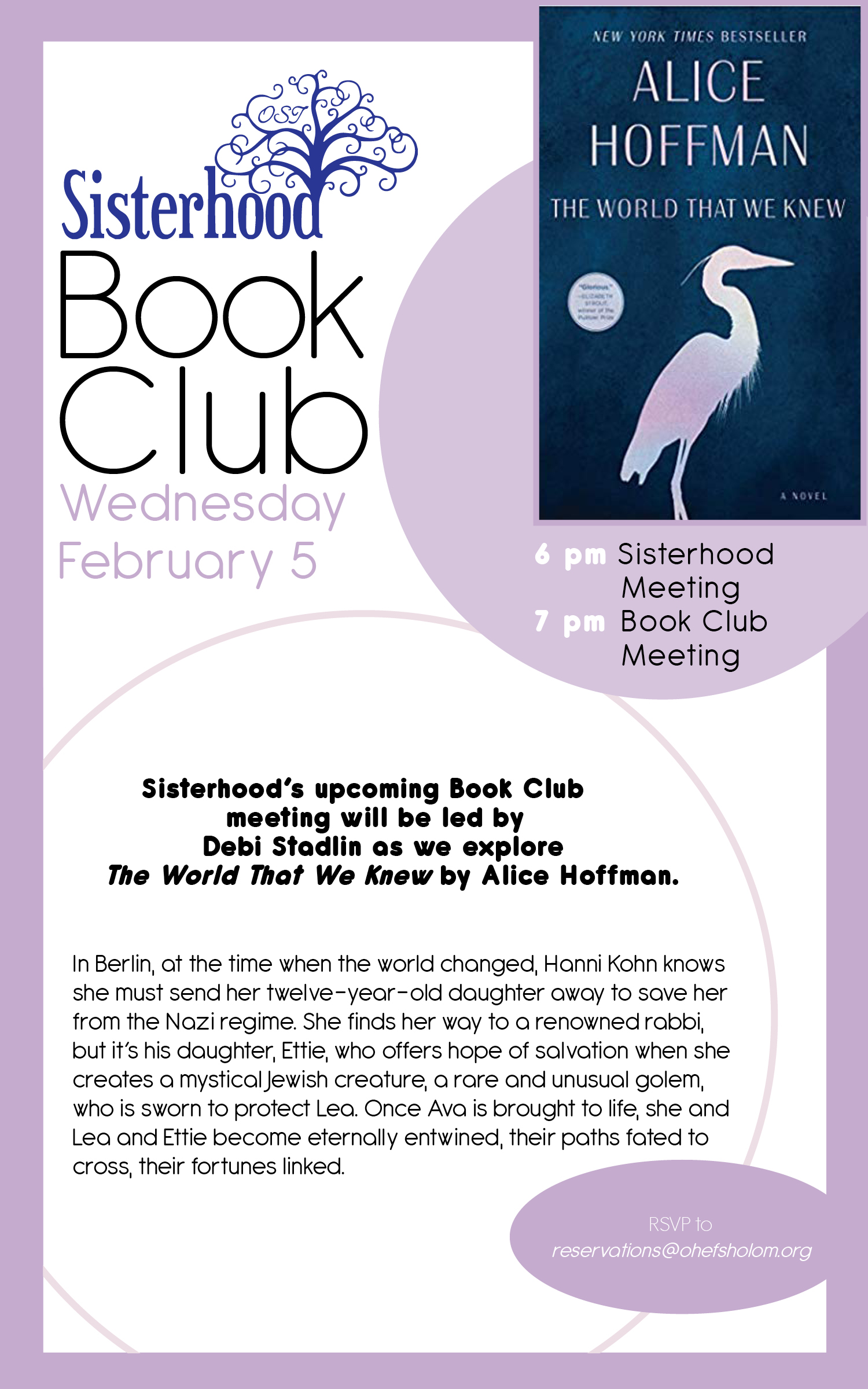 Sisterhood Book Club Flyer: The World That We Knew