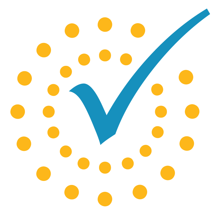 Paradigm icon featuring yellow "burst" circles around blue checkmark