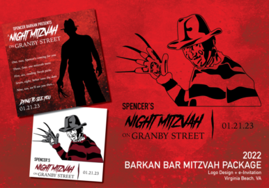 59_2022 Barkan Bar Mitzvah Image compilation of graphics featuring the classic horror movie slasher character Freddy Krueger.