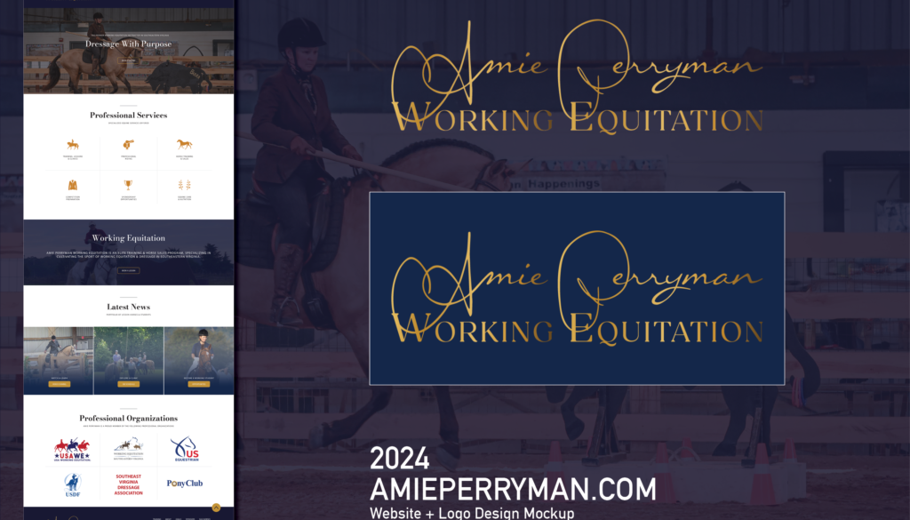 Collage of AmiePerryman.com logo & website mockups