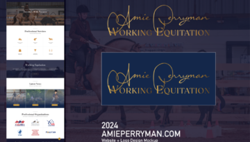 Collage of AmiePerryman.com logo & website mockups