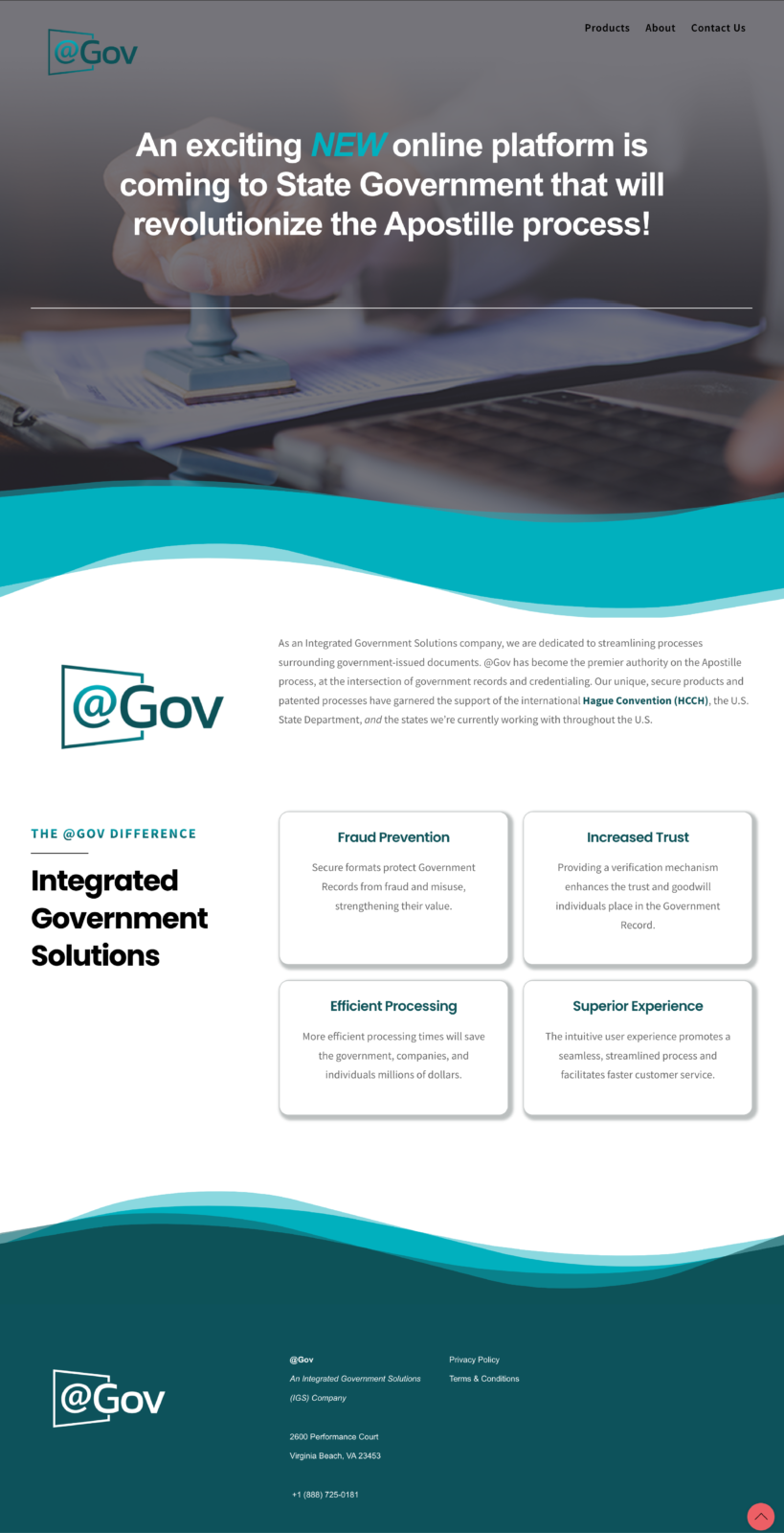 Screenshot of @Gov Landing Page as of Feb. 2025