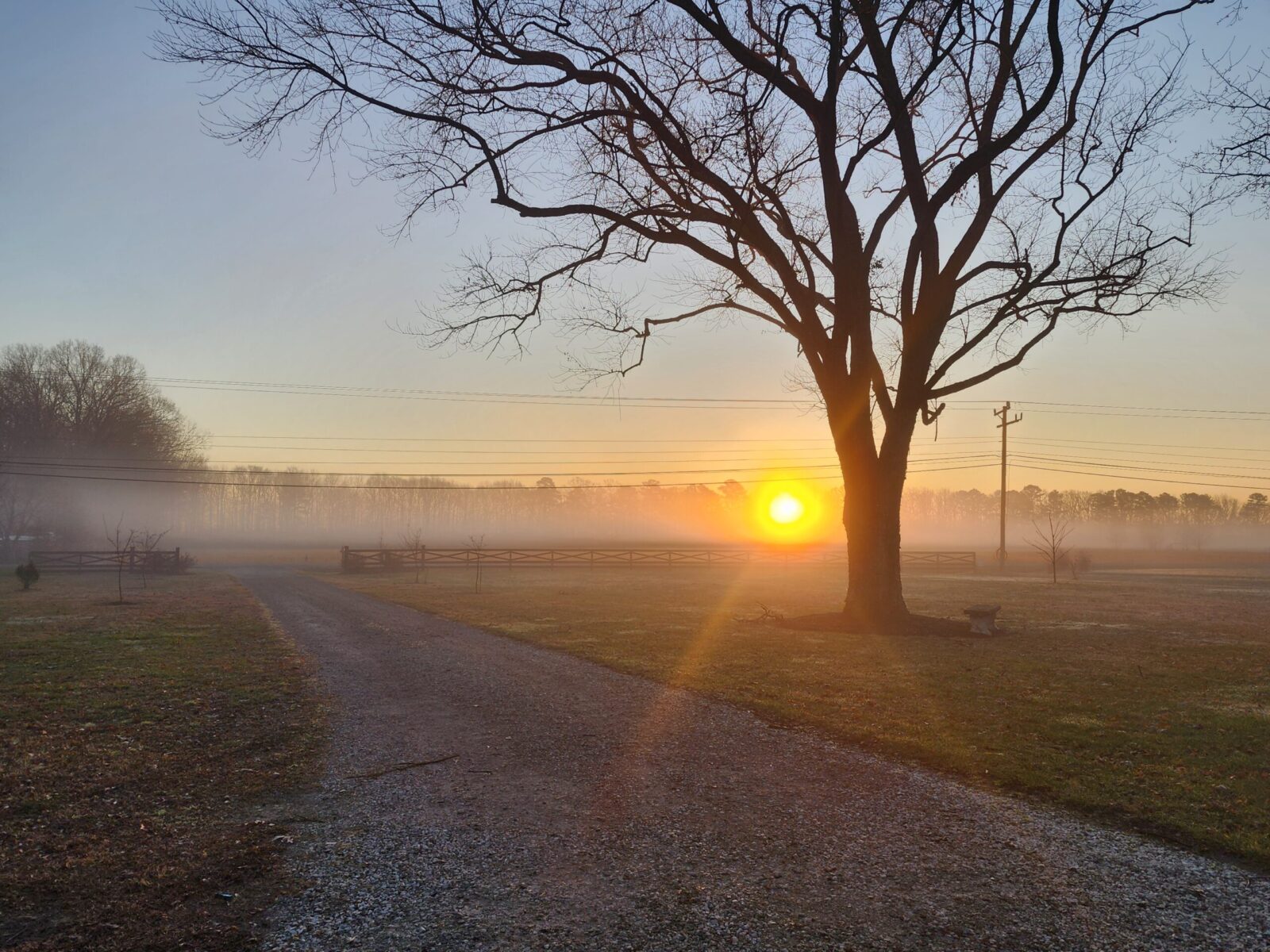 Dawn in the Mist Misty morning sunrise overlooking West Road, Chesapeake, VA