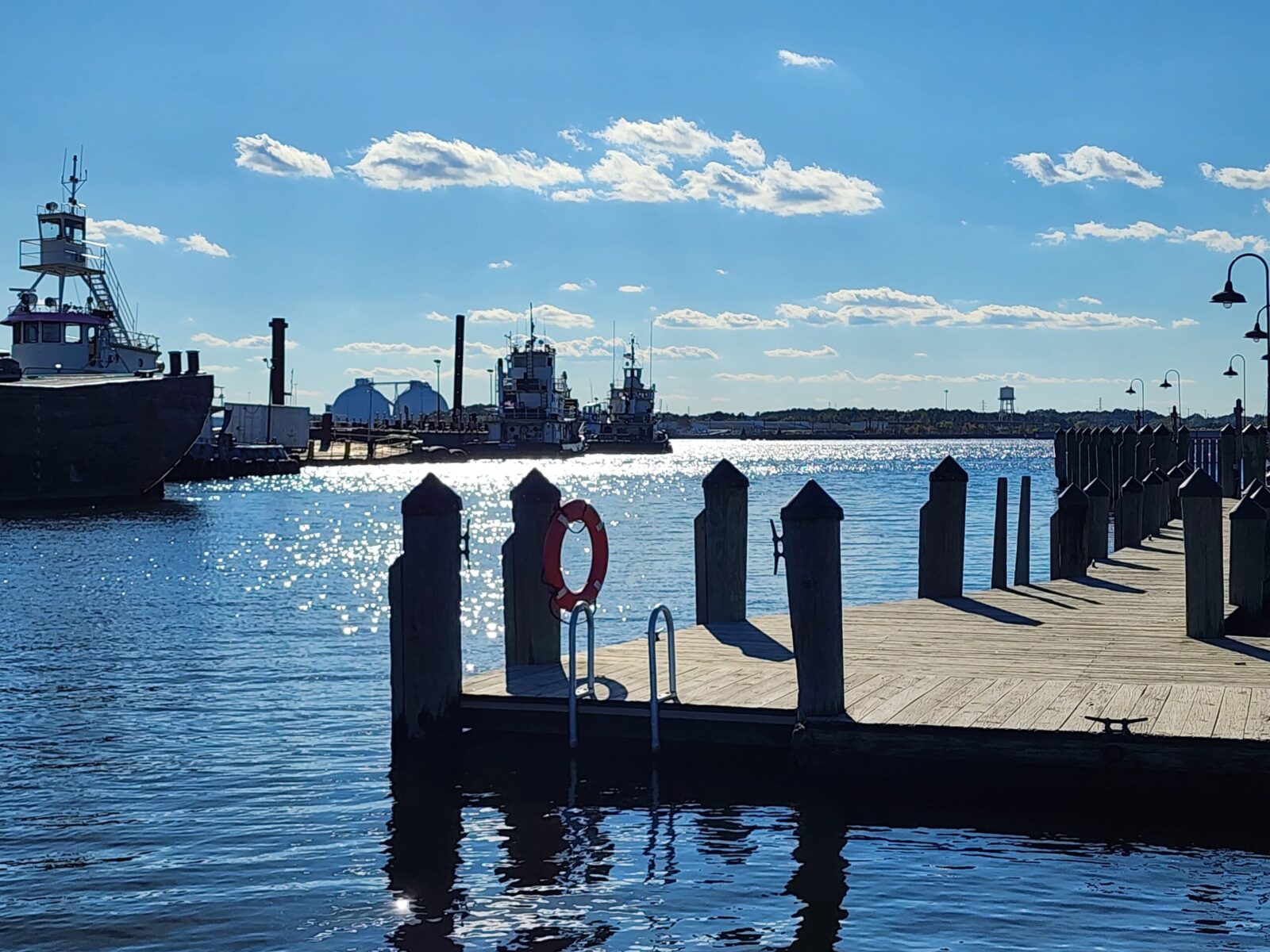 Jordan Bridge Park pier overlooking the water in Chesapeake, VA