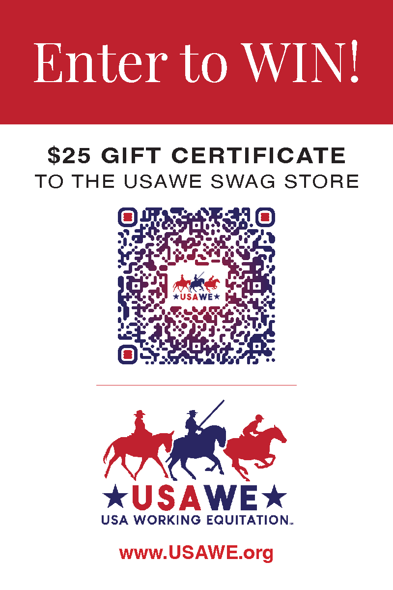 Flyer Handout (Back) for Trade Shows showing USAWE logo and QR code to sign up as a member with a chance to win a $25 gift card