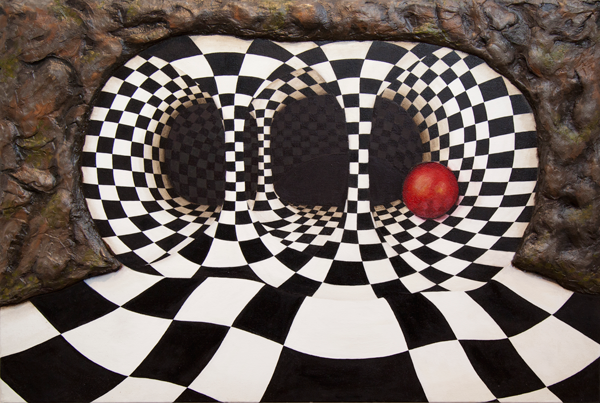 "Checkerboard Ballroom" (Oil, Acrylic & Mixed Media)