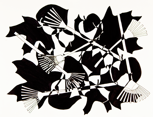Rakes & Leaves Pattern Study (Ink)