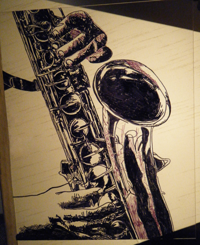 Jazz Progression Series- Saxophone (Sharpie on Plexiglass)